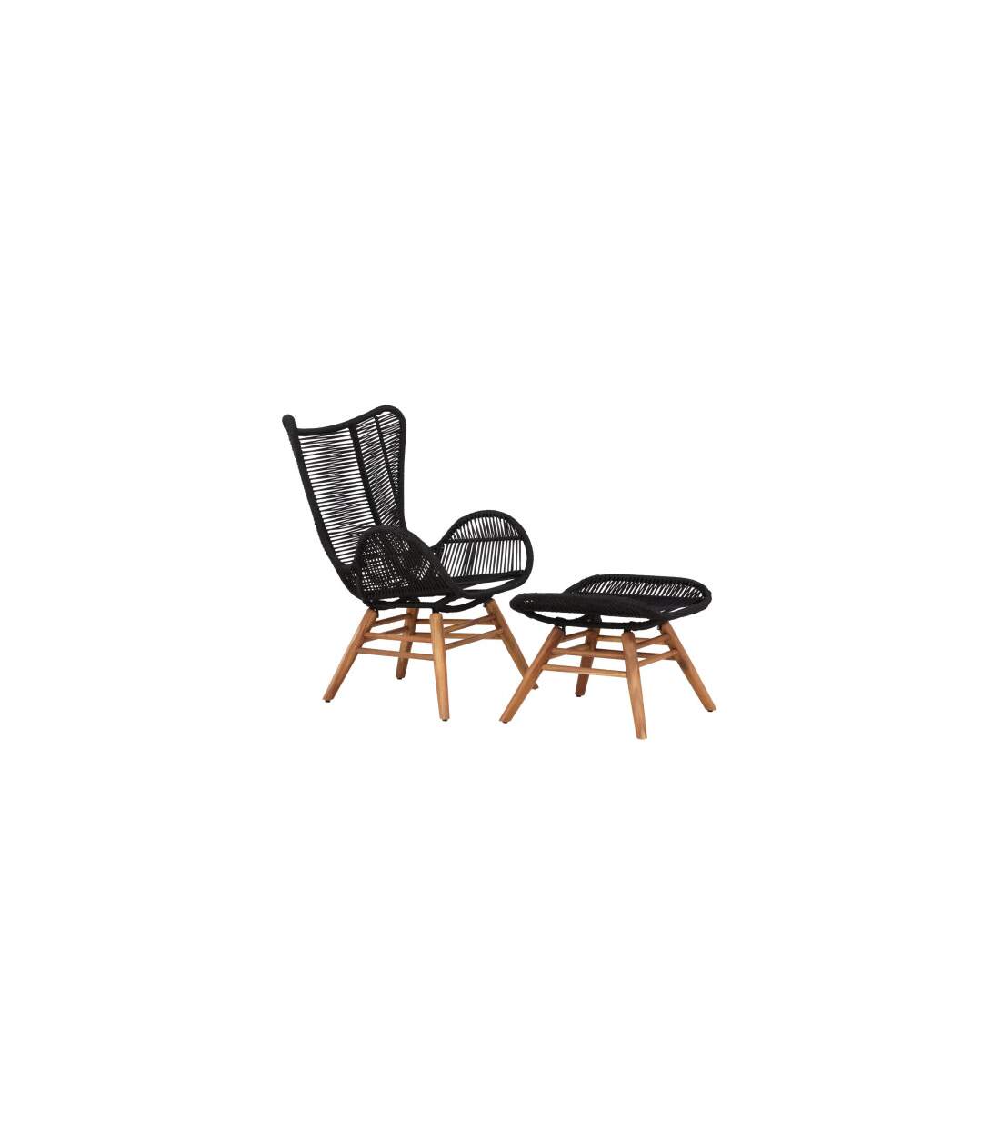 Fauteuil de Jardin Avec Repose-Pieds Tingeling 103cm Noir-3