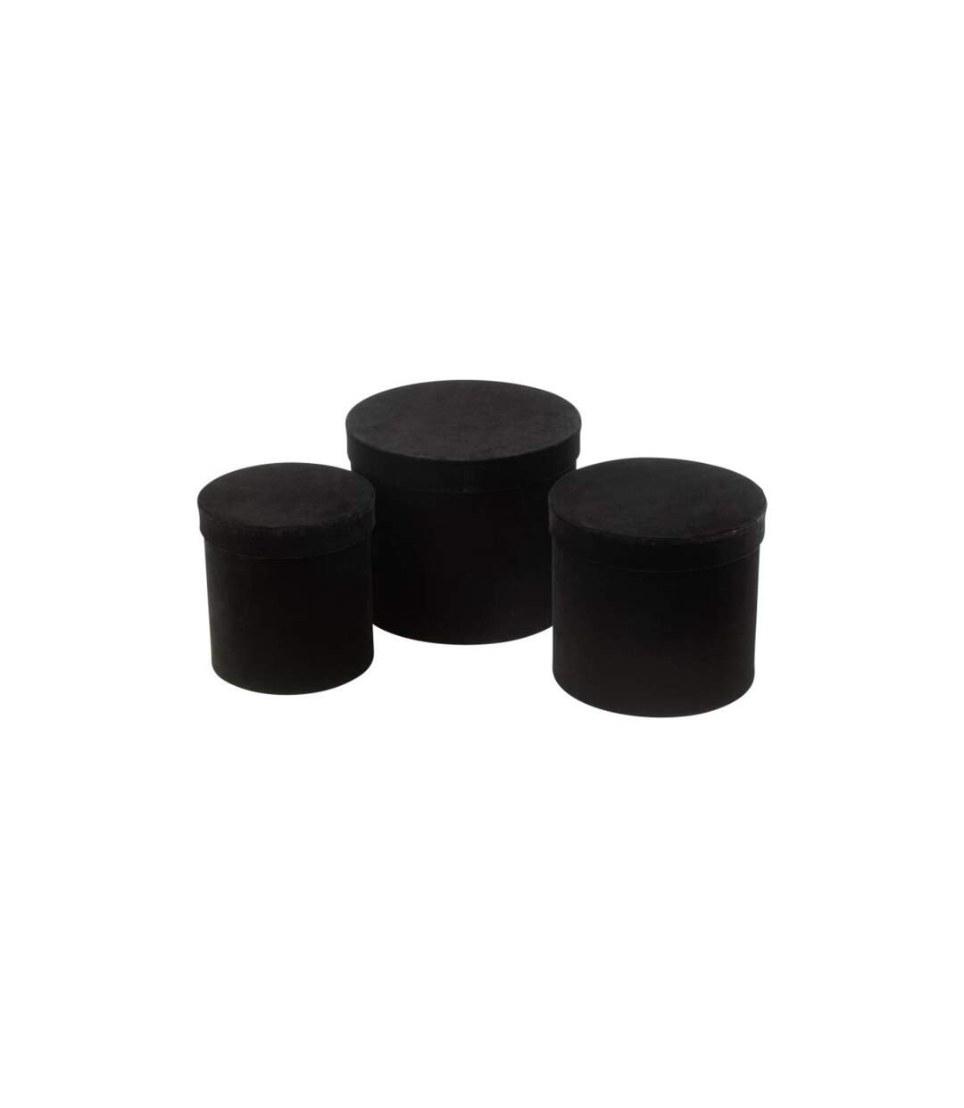 Lot de 3 Boîtes de Rangement Rondes Vaughn 27cm Noir-1