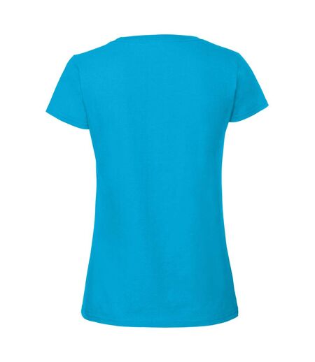 Womens/ladies Ringspun Premium T-shirt Azure Blue Fruit Of The Loom