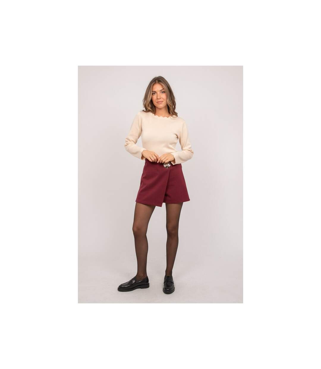 Pull fin festonné col rond FAUSTINA - Dona X Lisa-4