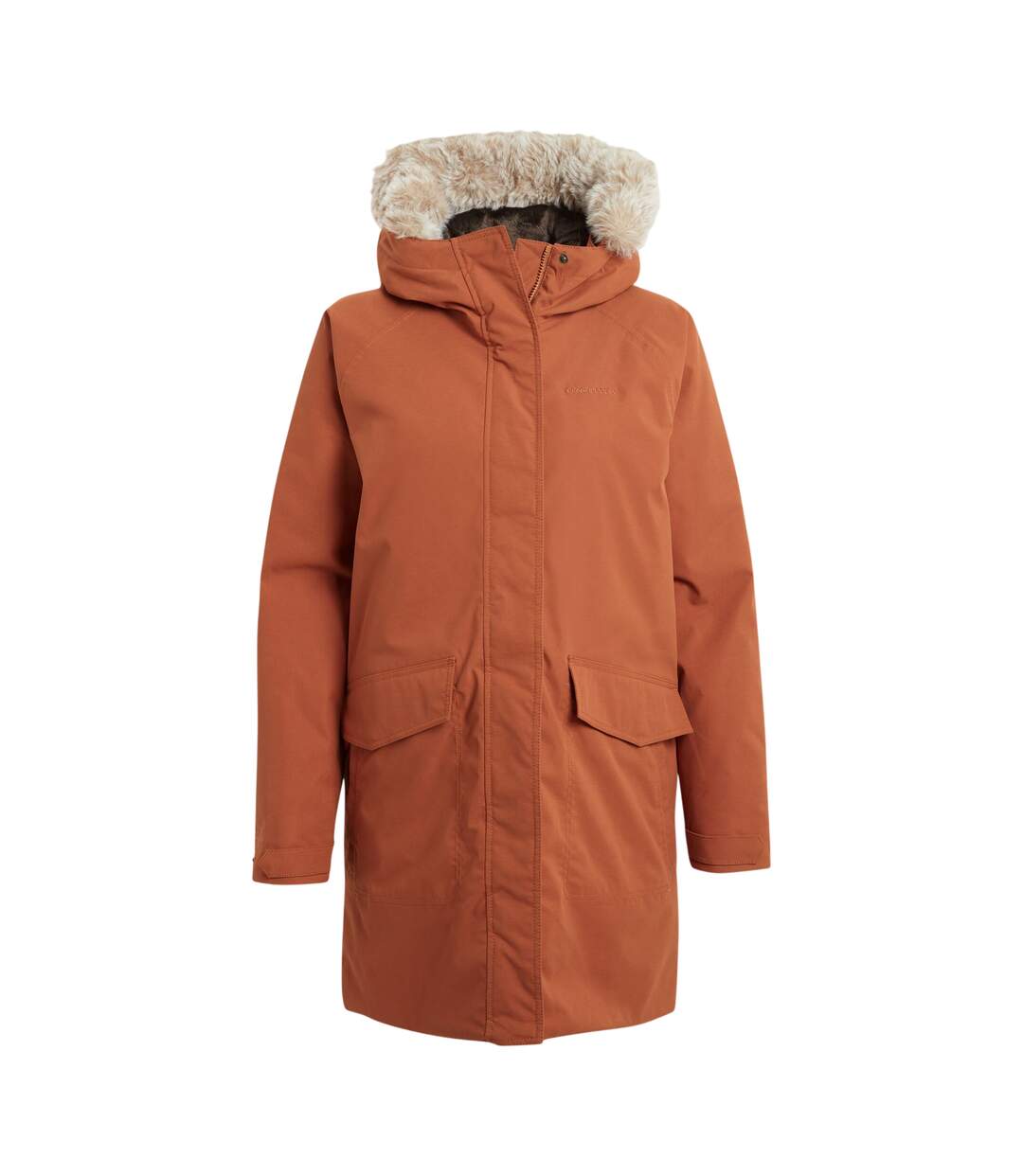 Veste Imperméable À Capuche Avec Bord Duveteux Amovible Sofia Femme Orange Clair Craghoppers-2