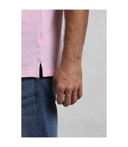 Mens miles pique organic polo shirt pink Weird Fish
