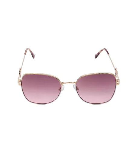 Gilded Metal Frame Sunglasses One Size Gold Light Pink Dune London