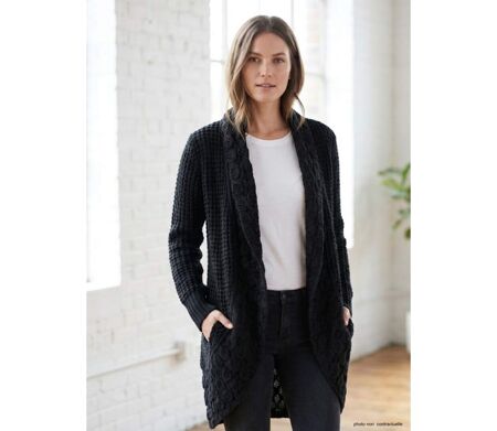 Gilet Femme Maille Douce Noir (Réf. AH1173N)