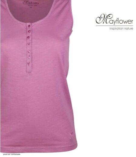Débardeur femme DALTON4 MAYFLOWER – Top col tunisien en coton flammé pour une fraîcheur absolue