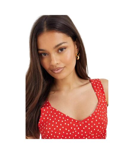 Womens/ladies Spotted Strappy Petite Midi Dress Red Dorothy Perkins