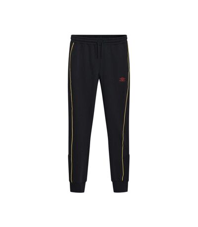 Mens Panelled Jogging Bottoms Black Red Dahlia Antique Gold Umbro