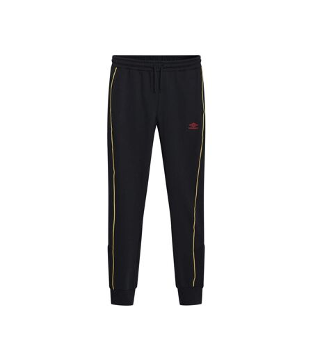 Mens Panelled Jogging Bottoms Black Red Dahlia Antique Gold Umbro