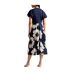 Womens/ladies Floral A-line Puff Sleeve Midi Dress Dark Blue Ted Baker-3