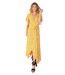 Robe longue SAKURA bohème imprimé fleuri jaune Coton Du Monde