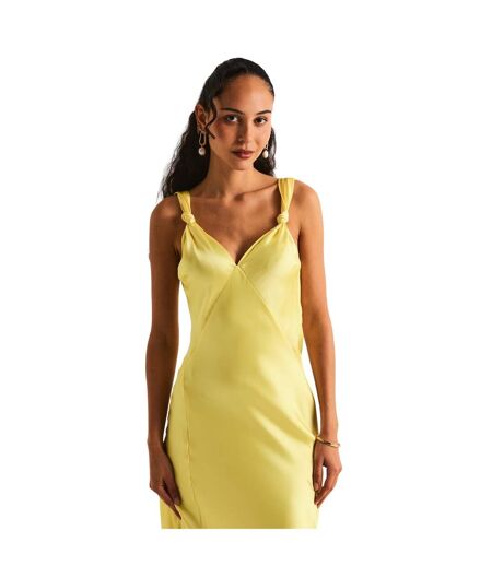 Womens/ladies Satin Maxi Dress Lemon Never Fully Dressed