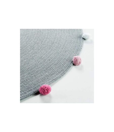 Tapis Rond Enfant Pompomparty 90cm Gris