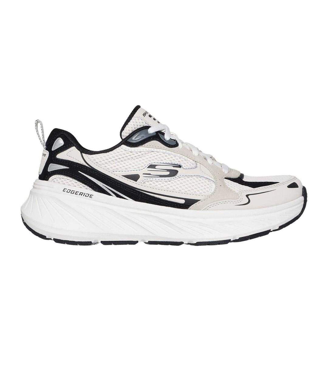 Womens/ladies Edgeride Lace Up Trainers Natural Black Skechers-1