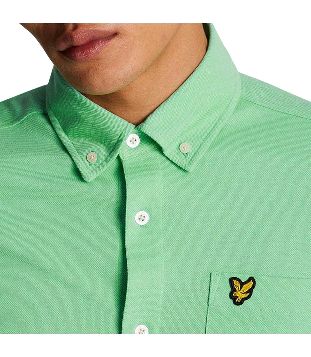 Mens Pique Shirt Green Lyle & Scott-4