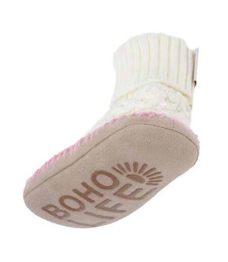 Isotoner Chaussettes d'intérieur femme maille torsadée, picots antidérapants