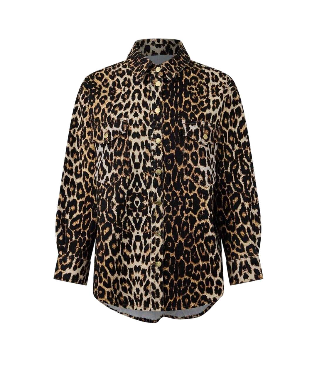 Chemise Manches Longues Motif/style Imprimé Léopard Femme Marron Noir Biba-2