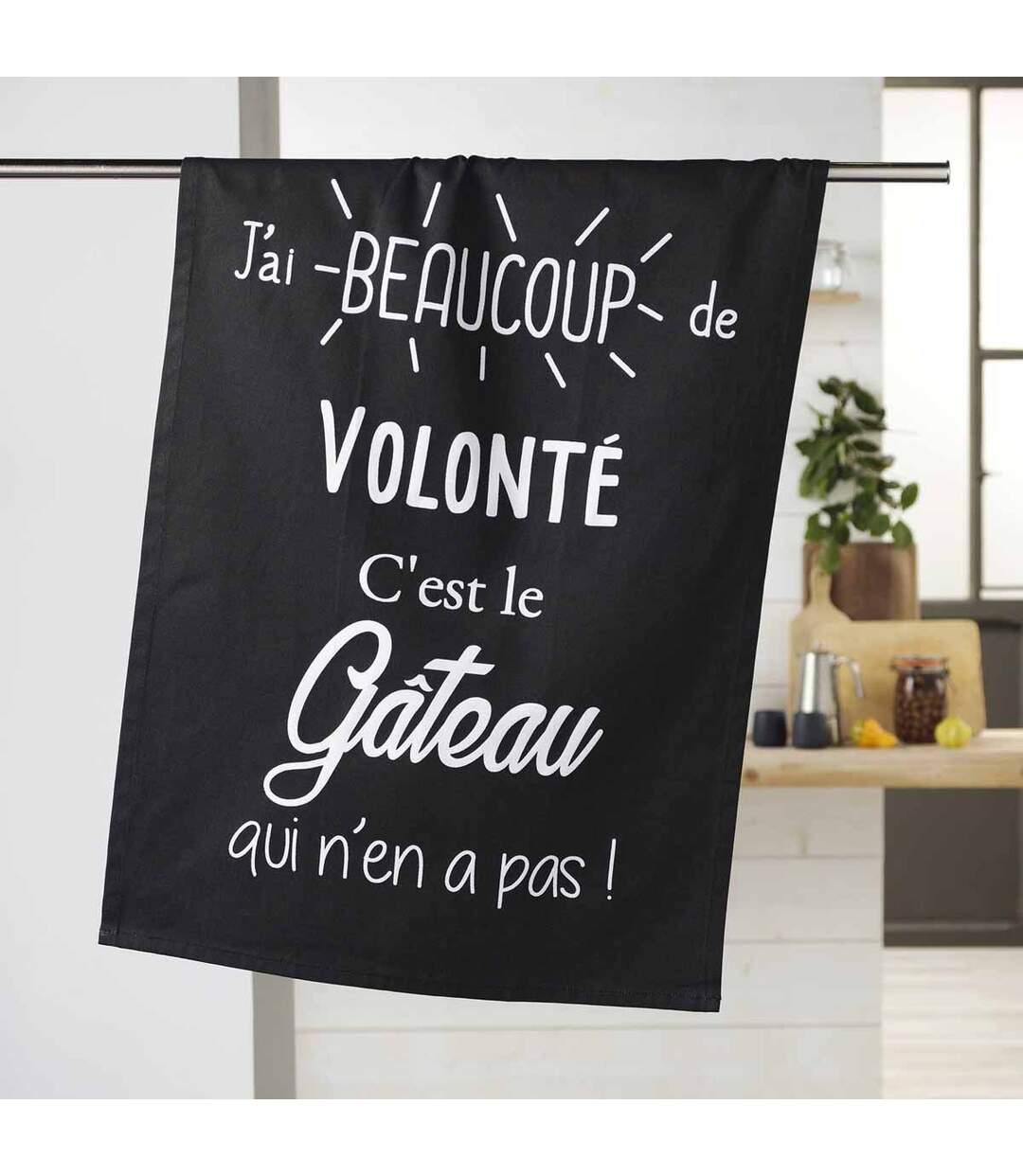 Torchon de Cuisine Gourmandise 50x70cm Noir-1