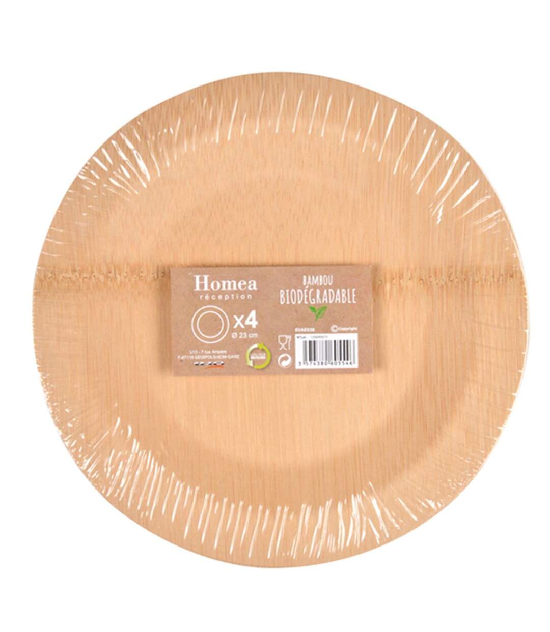 Lot de 4 Assiettes Rondes Bambou 23cm Naturel-2