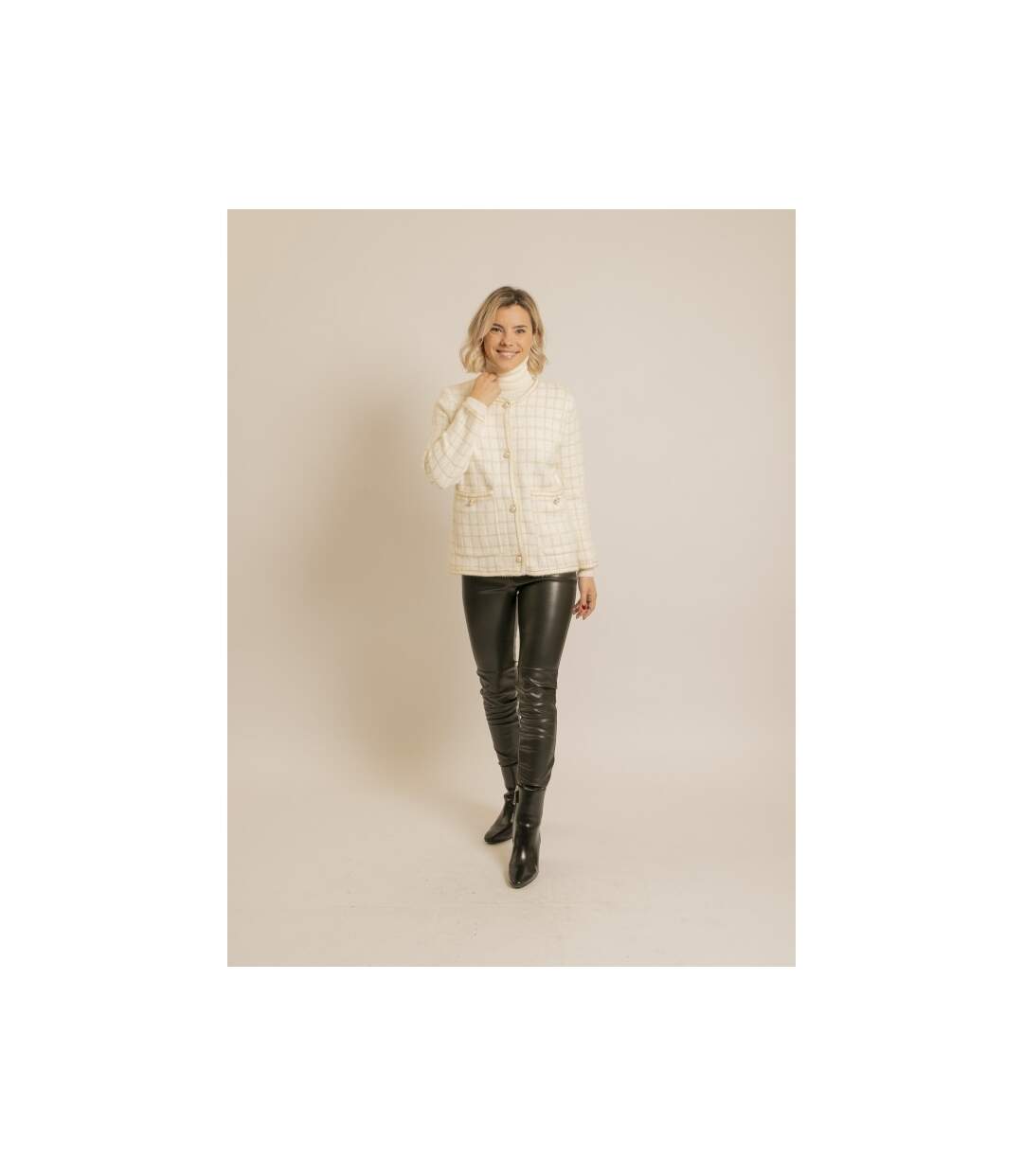 Veste en maille carreaux URVINA - Dona X Lisa-4