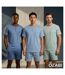 OZABI Pack 3 Pyjamas Courts Homme Coton Majoritaire, Col Bouton-2