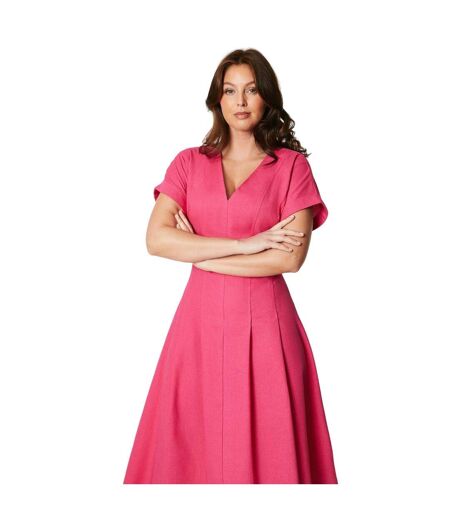 Womens/ladies linen blend pleated midi dress pink Principles