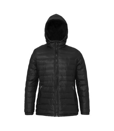 2786 Womens/Ladies Hooded Water & Wind Resistant Padded Jacket (Black/Black)