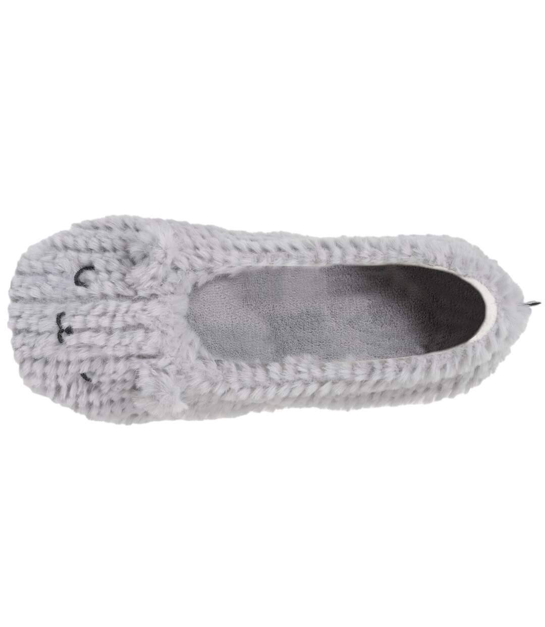 Isotoner Chaussons extra-light Ballerines femme imitation fourrure, semelle antidérapante-2