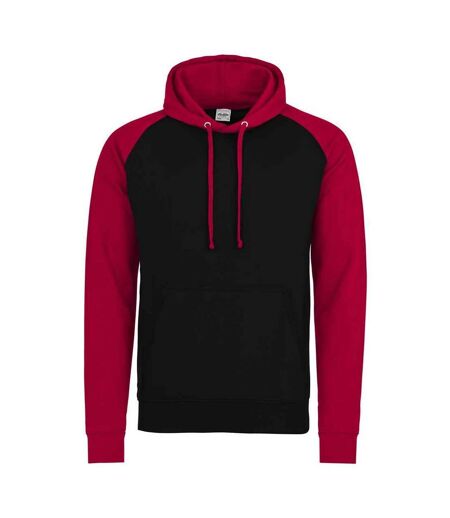 Sweat À Capuche Adulte Noir Vif Rouge Feu Awdis