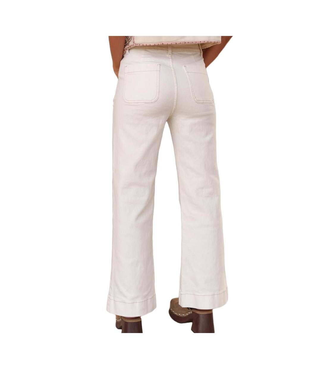 Jean flare blanc femme oraije elenette-2