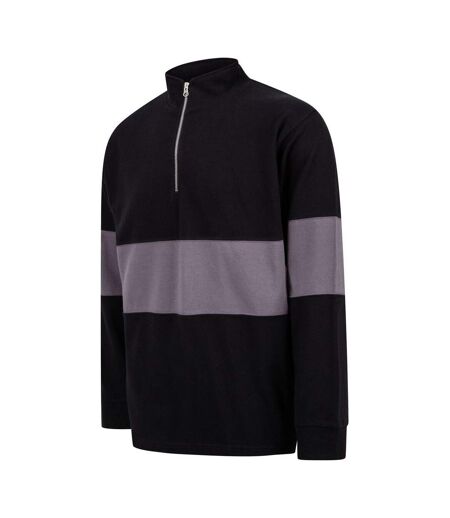 Front Row Unisex Adult Panelled Quarter Zip Sweater (Black/Charcoal) - UTRW9650