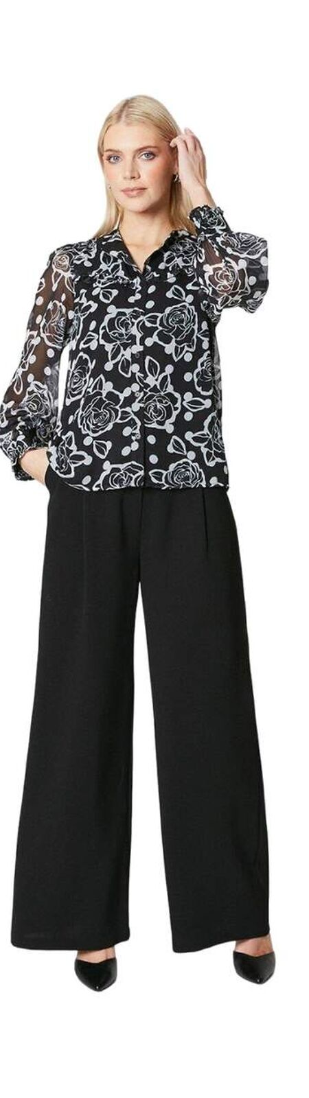 Principles Womens/Ladies Floral Button-Down Blouse (Monochrome) - UTDH6757