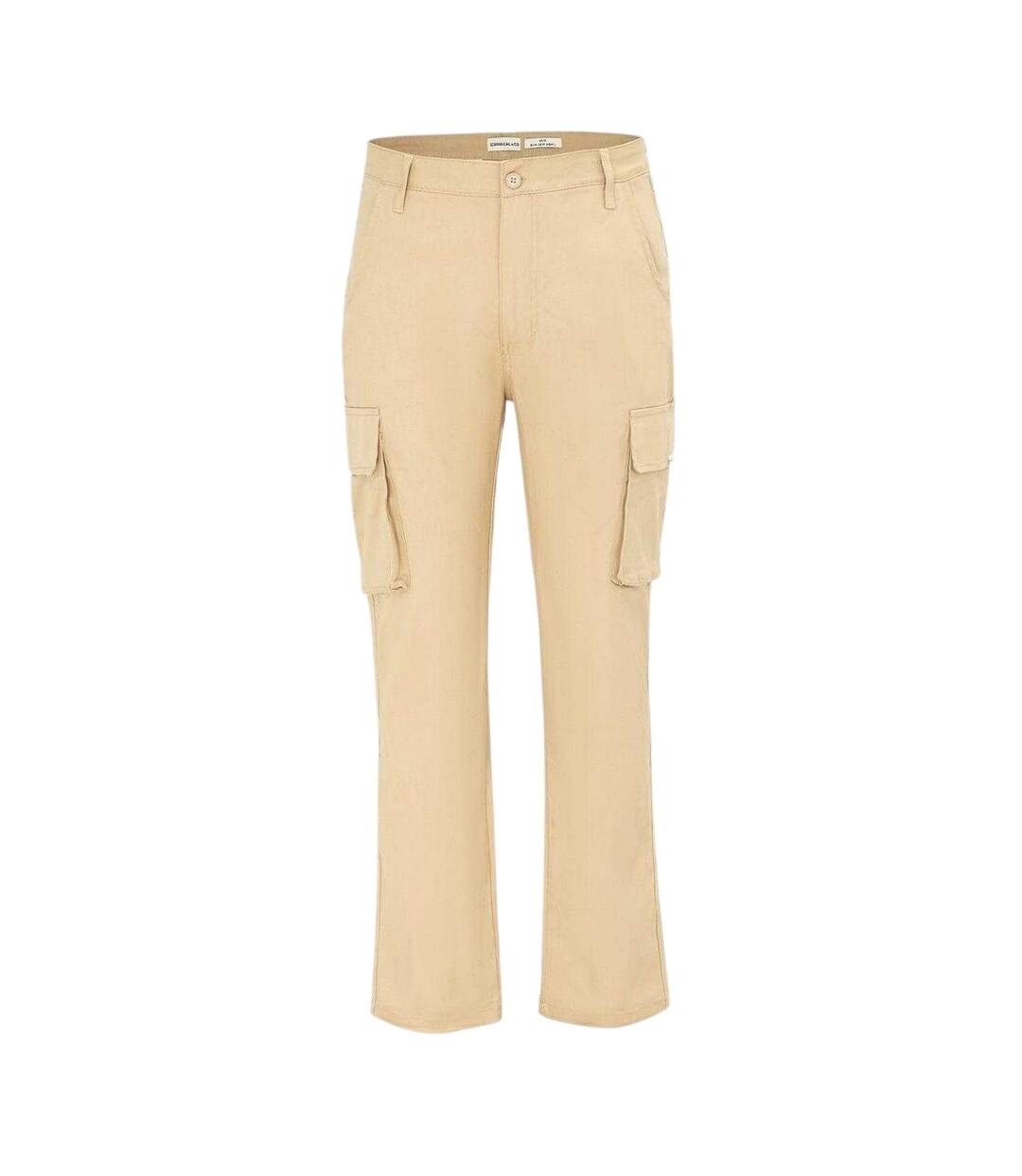 Mens Plain Slim Cargo Trousers Cream SoulCal-1