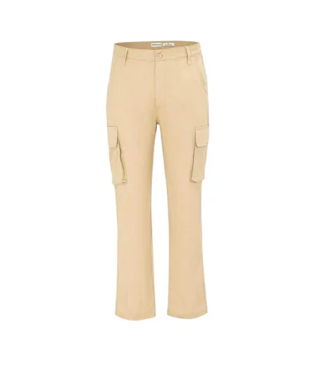 Mens Plain Slim Cargo Trousers Cream SoulCal