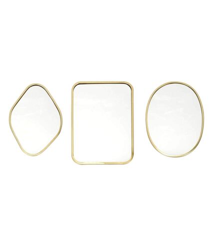 Set de 3 miroirs décoratifs en métal doré