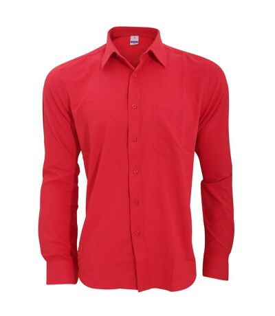 Henbury Mens Wicking Long Sleeve Work Shirt (Classic Red) - UTRW2696