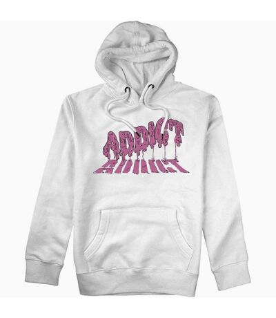 Addict Unisex Adult Melted Logo Hoodie (White/Pink)