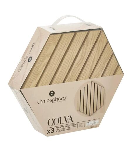 Lot de 3 Panneaux Déco Hexagonal Colva 30x26cm Naturel