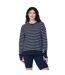 Womens/ladies After Class Striped Longline Sweatshirt Navy Blue Sweaty Betty-2