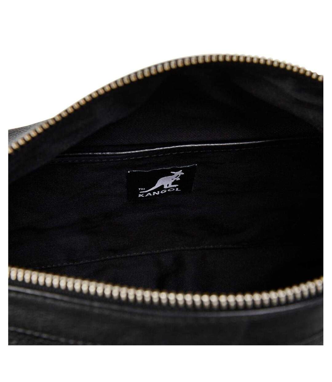 Metal Logo Leather Crossbody Bag One Size Black Kangol-4
