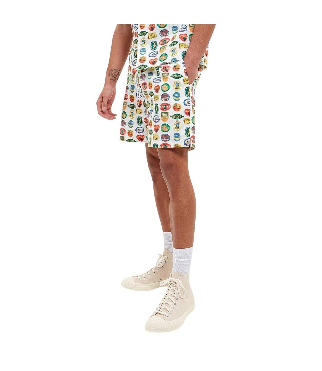 Short Homme Blanc Vert Noir Nicce-3