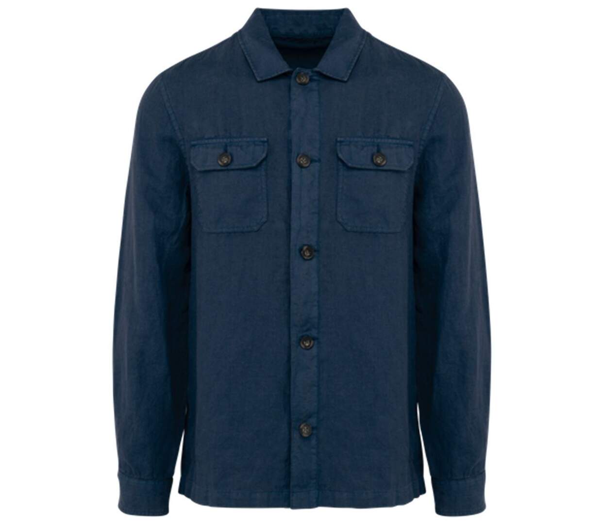 Surchemise délavée en lin - Homme - PATS516 - bleu marine linen washed navy blue-1