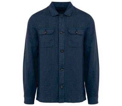 Surchemise délavée en lin - Homme - PATS516 - bleu marine linen washed navy blue