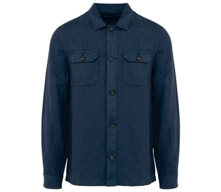 Surchemise délavée en lin - Homme - PATS516 - bleu marine linen washed navy blue