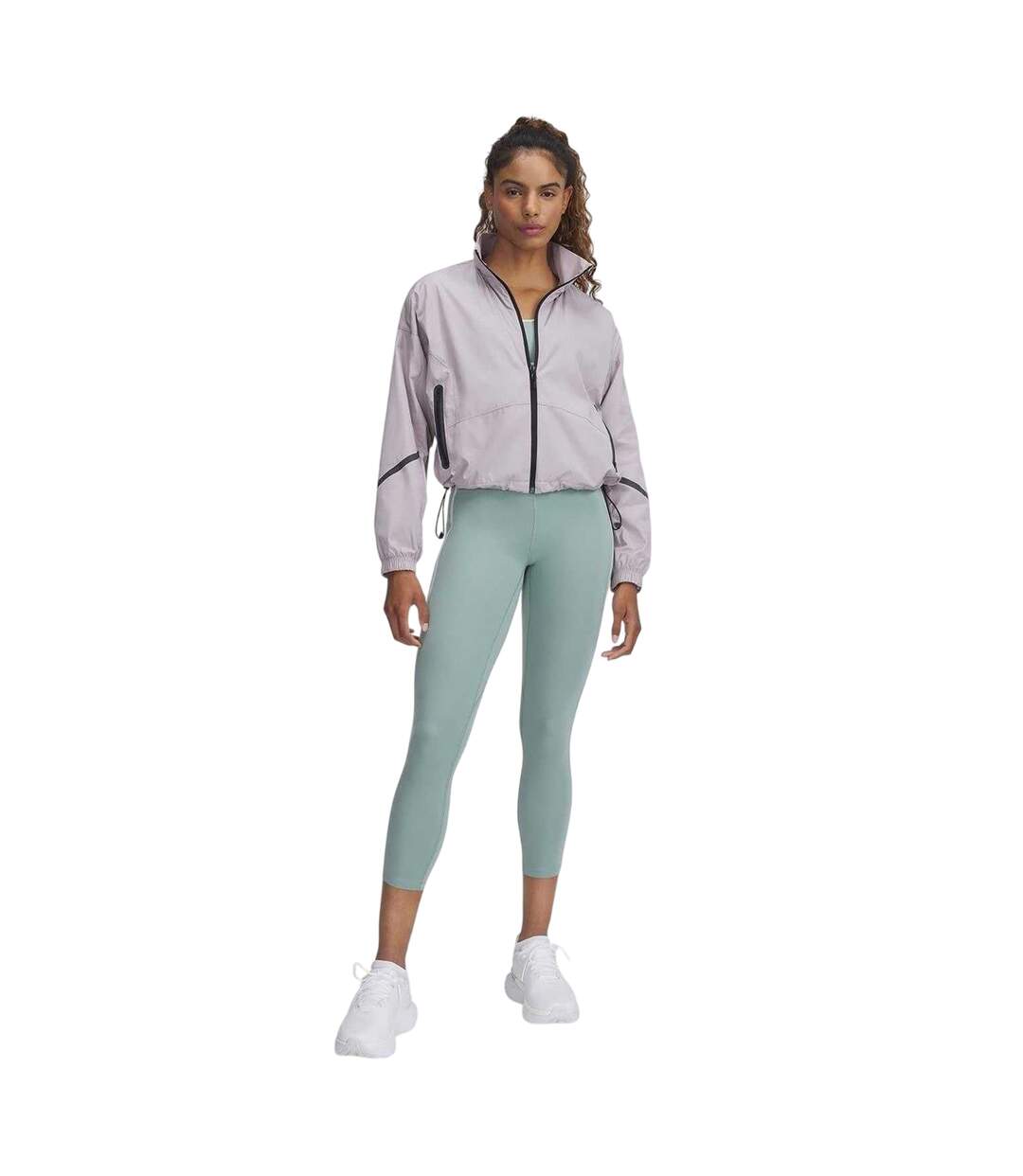 Womens/ladies Woven Performance Drop Shoulder Windbreaker Grey Under Armour-1
