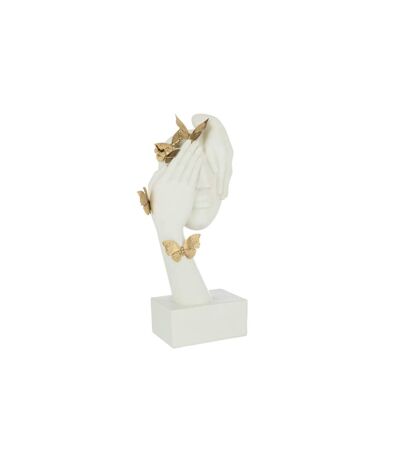 Statuette Déco Visage Papillons 54cm Blanc