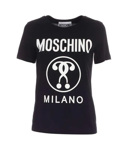 Mens Double Question Mark T-shirt Black Moschino