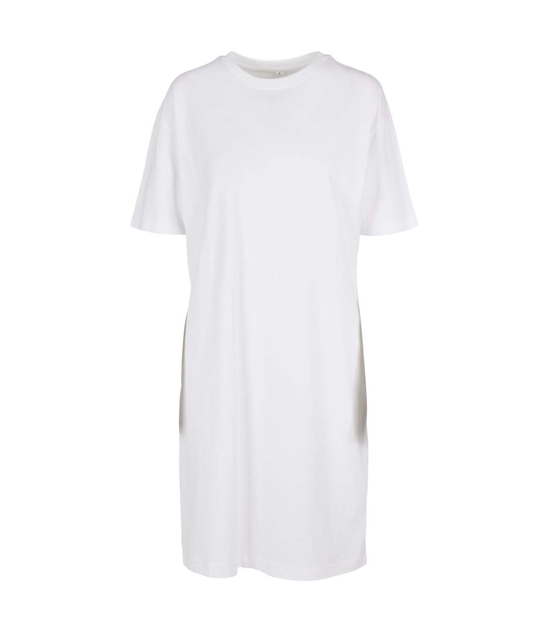 Womens/ladies Organic Robe T-shirt Surdimensionnée À Ourlet Fendu Blanc Build Your Brand-2