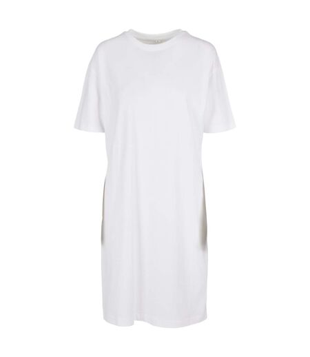 Womens/ladies Organic Robe T-shirt Surdimensionnée À Ourlet Fendu Blanc Build Your Brand