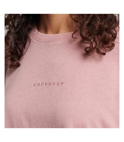 T-shirt Rose Femme Superdry Micro Logo - L