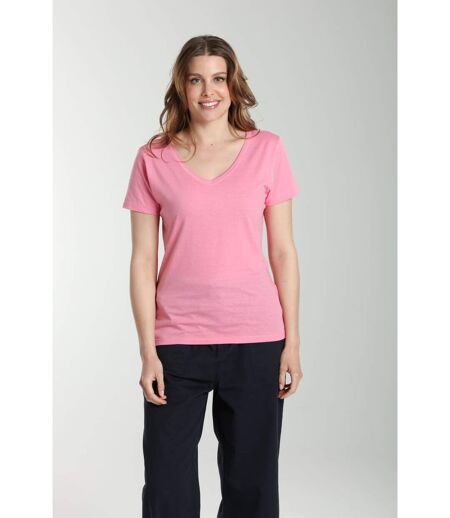 Tee Shirt Col V Manches Courtes Femme Maddy Bubble Gum(fuschia) | Gerard Pasquier Avec Col-v | Gerar